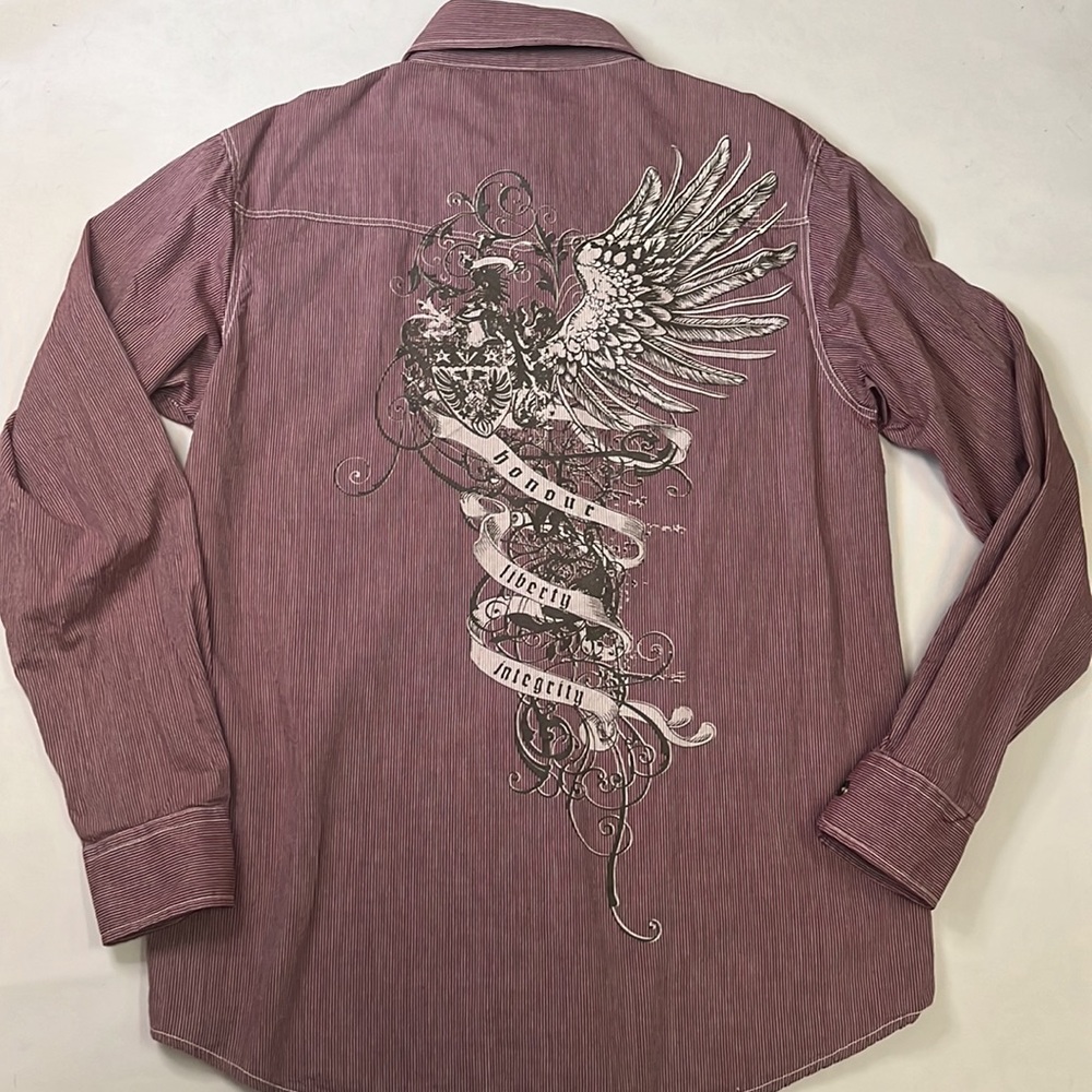 Modern Culture Graphic Button Down Shirt Size M
